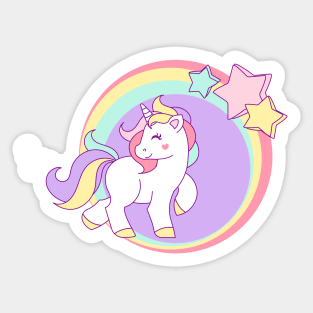 Little Pastel Unicorn with Stars Sticker